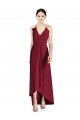 Sem Mangas Decote V Chiffon Borgonha Alto Baixo Alto Baixo, Vestidos de Madrinha Mais Barato