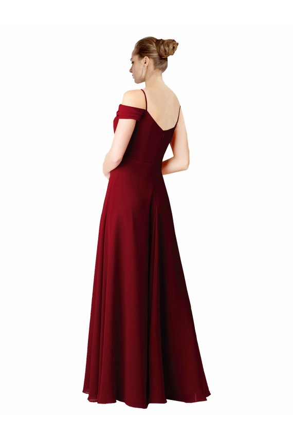 Sem Mangas Amor Chiffon Borgonha Comprimento Chão Vestido de Madrinha / Vestido de Noite Mais Barato