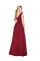 Sem Mangas Decote Alto Chiffon Borgonha Comprimento Chão Vestido de Madrinha Mais Barato