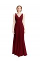 Sem Mangas Decote V Chiffon Borgonha Comprimento Chão Vestidos de Madrinha / Vestidos Formais Mais Barato