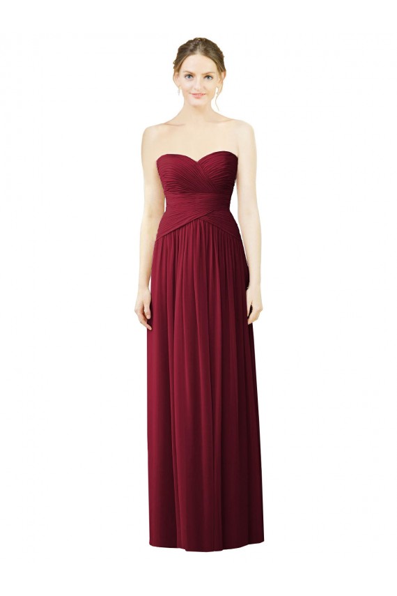 Sem Mangas Amor Chiffon Borgonha Comprimento Chão Vestido de Noite / Vestidos de Madrinha Mais Barato