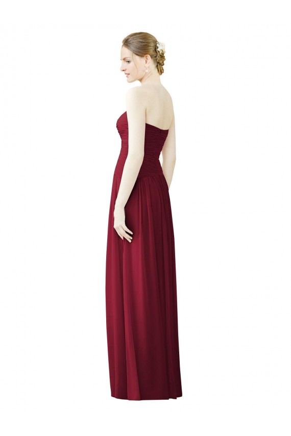 Sem Mangas Amor Chiffon Borgonha Comprimento Chão Vestido de Noite / Vestidos de Madrinha Mais Barato