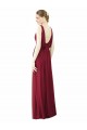 Sem Mangas Decote V Chiffon Borgonha Comprimento Chão Vestido de Festa / Vestido de Madrinha Mais Barato