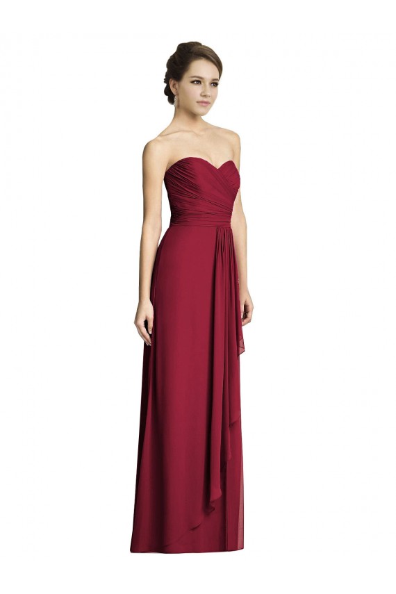 Sem Mangas Amor Chiffon Borgonha Comprimento Chão Vestidos Formais / Vestidos de Madrinha Mais Barato