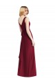 Sem Mangas Decote V Chiffon Borgonha Comprimento Chão Vestidos de Festa / Vestidos de Madrinha Mais Barato
