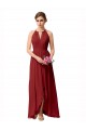 Sem Mangas Decote Alto Chiffon Borgonha Alto Baixo Alto Baixo, Vestidos de Madrinha Mais Barato