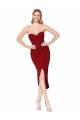 Sem Mangas Decote Alto Crepe Esticado Borgonha Alto Baixo Vestidos de Madrinha / Vestidos de Noite / Vestidos de Festa Mais Barato
