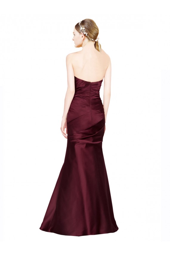 Sem Mangas Amor Cetim Borgonha Comprimento Chão Vestidos de Madrinha / Vestidos de Noite / Vestidos de Festa Mais Barato