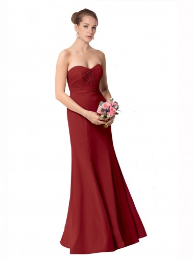 Sem Mangas Amor Chiffon Borgonha Comprimento Chão Vestidos de Madrinha Mais Barato