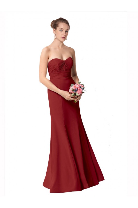 Sem Mangas Amor Chiffon Borgonha Comprimento Chão Vestidos de Madrinha Mais Barato
