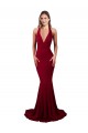Sem Mangas Decote V Spandex Borgonha Comprimento Chão Longo Vestidos de Madrinha / Vestidos de Noite / Vestidos de Festa Mais Barato