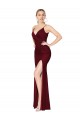 Sem Mangas Decote Alto Chiffon Borgonha Comprimento Chão Sereia Vestidos de Madrinha / Vestidos de Noite / Vestidos de Festa Mais Barato