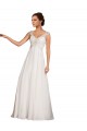 Mangas Curtas Decote V Chiffon & Renda Branco Comboio Capela Vestidos de Noiva Mais Barato