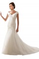Sem Mangas Fora do Ombro Tule Branco Comboio Capela Vestidos de Noiva Mais Barato