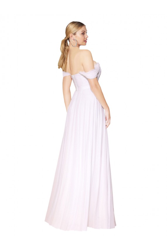 Sem Mangas Decote Alto Chiffon Branco Comprimento Chão Vestidos de Madrinha / Vestidos de Noite / Vestidos de Festa Mais Barato