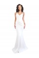 Sem Mangas Decote Alto Crepe Esticado Branco Comprimento Chão Longo Vestidos de Madrinha / Vestidos de Noite / Vestidos de Festa Mais Barato
