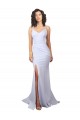 Sem Mangas Decote Alto Crepe Esticado Branco Comprimento Chão Longo Vestidos de Noiva Mais Barato