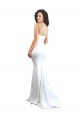 Sem Mangas Decote Alto Crepe Esticado Branco Comprimento Chão Vestidos de Madrinha / Vestidos de Noite / Vestidos de Festa Mais Barato