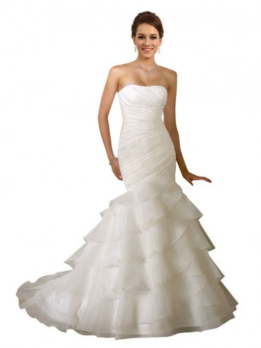 Sem Mangas Amor Tule Branco Comboio Capela Longo Vestidos de Noiva Mais Barato