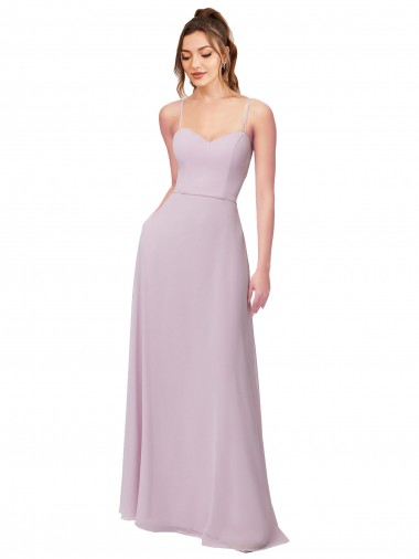 Sem Mangas Amor Chiffon Brilho Rosa Comprimento Chão Vestidos de Madrinha Mais Barato