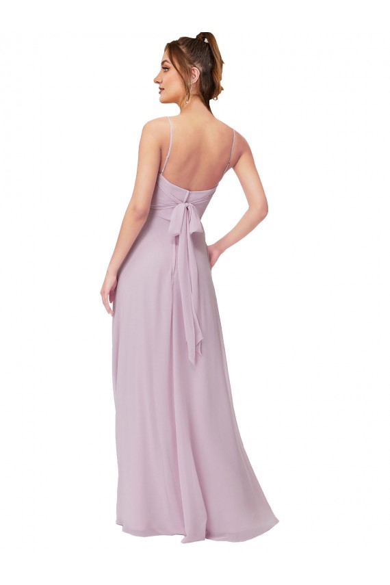 Sem Mangas Amor Chiffon Brilho Rosa Comprimento Chão Vestidos de Madrinha Mais Barato