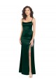 Sem Mangas Colher Cetim Elástico Caçador Verde Comprimento Chão Vestidos de Madrinha / Vestidos de Noite / Vestidos de Festa Mais Barato
