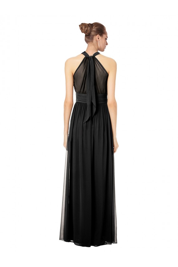 Sem Mangas Cabeçada Chiffon Caçador Verde Comprimento Chão Vestidos de Madrinha Mais Barato