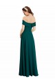 Mangas Curtas Fora do Ombro Chiffon Caçador Verde Comprimento Chão Vestidos de Madrinha Mais Barato