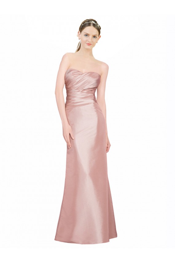 Sem Mangas Sem alças Cetim Elástico Comprimento Chão Vestidos de Madrinha / Vestidos de Noite / Vestidos de Festa Mais Barato