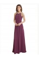 Sem Mangas Decote Alto Chiffon Comprimento Chão Vestidos de Festa / Vestidos de Madrinha Mais Barato