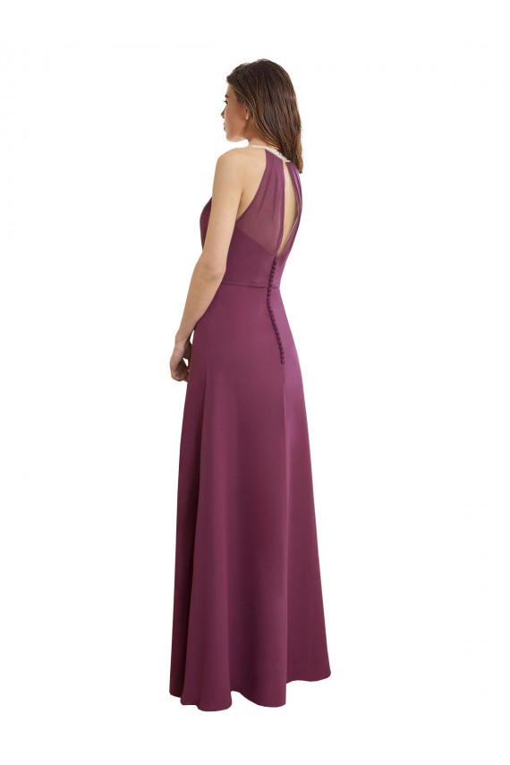 Sem Mangas Decote Alto Chiffon Comprimento Chão Vestidos de Festa / Vestidos de Madrinha Mais Barato