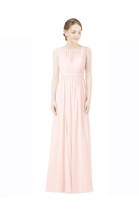 Sem Mangas Jewel Chiffon Comprimento Chão Vestidos de Madrinha Mais Barato