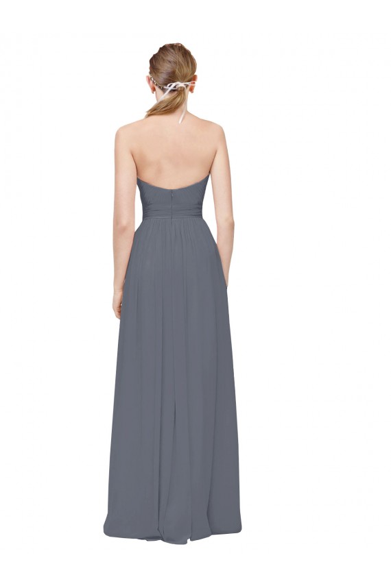 Sem Mangas Amor Chiffon Cinza Ardósia Comprimento Chão Vestidos de Madrinha Mais Barato