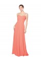 Sem Mangas Amor Chiffon Coral Comprimento Chão Vestidos de Madrinha Mais Barato