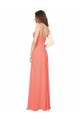Sem Mangas Amor Chiffon Coral Comprimento Chão Vestidos de Madrinha Mais Barato