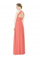 Sem Mangas Cabeçada Chiffon Coral Comprimento Chão Vestidos de Madrinha Mais Barato