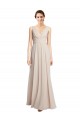 Sem Mangas Decote V Chiffon Creme Rosa Comprimento Chão Vestidos de Madrinha Mais Barato
