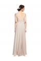 Sem Mangas Decote V Chiffon Creme Rosa Comprimento Chão Vestidos de Madrinha Mais Barato