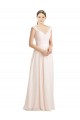 Sem Mangas Amor Chiffon & Renda Creme Rosa Comprimento Chão Vestidos de Madrinha Mais Barato