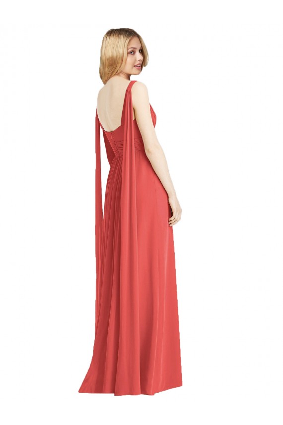 Sem Mangas Decote V Chiffon Firecracker Comprimento Chão Vestido de Festa / Vestido de Madrinha Mais Barato