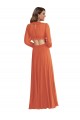 Mangas Compridas, Mangas Bispo Decote V Chiffon Firecracker Alto Baixo Alto Baixo, Vestidos de Madrinha Mais Barato