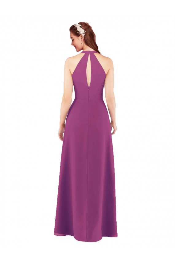Sem Mangas Decote V Chiffon Frutos Silvestres Comprimento Chão Longo Vestidos de Madrinha Mais Barato