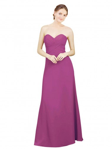 Sem Mangas Amor Chiffon Frutos Silvestres Comprimento Chão Vestidos de Madrinha Mais Barato