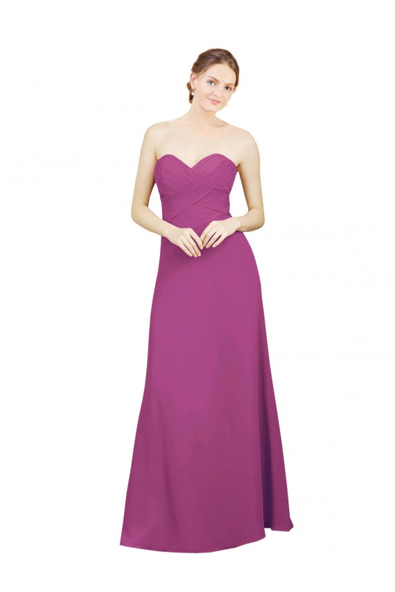 Sem Mangas Amor Chiffon Frutos Silvestres Comprimento Chão Vestidos de Madrinha Mais Barato