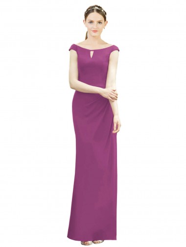 Sem Mangas Decote Alto Chiffon Frutos Silvestres Comprimento Chão Vestidos de Madrinha Mais Barato