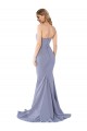 Sem Mangas Sem alças Crepe Esticado Fumo Azul Comprimento Chão Vestidos de Madrinha / Vestidos de Noite / Vestidos de Festa Mais Barato