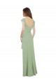 Mangas Curtas Amor Chiffon Fumo Verde Comprimento Chão Vestidos de Madrinha Mais Barato