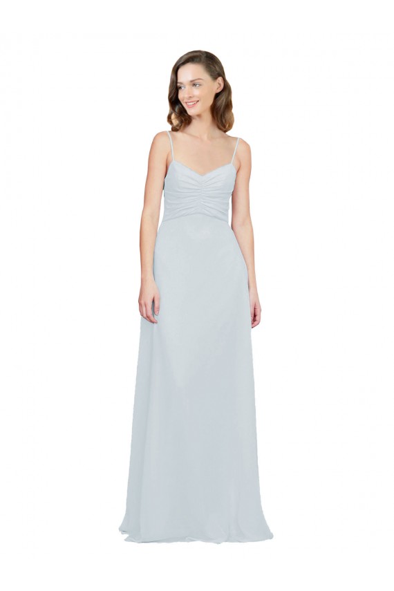 Sem Mangas Alças finas Chiffon Geada Comprimento Chão Vestidos de Madrinha Mais Barato