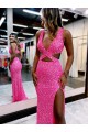 Sem Mangas Decote V Lantejoulas Veludo Comboio Varredela Vestido de Festa / Vestido de Madrinha Mais Barato