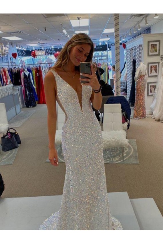 Sem Mangas Decote V Lantejoulas Veludo Comboio Varredela Vestidos de Festa Mais Barato